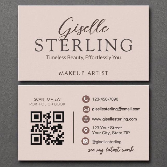 Moderne Terracotta Boho Script Eleganter QR Code Visitenkarte (Von Creator hochgeladen)