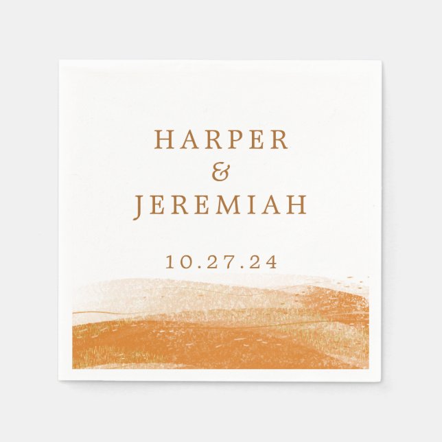 Moderne Terracotta Burnt Rost Gold Unterwegs Serviette (Vorderseite)