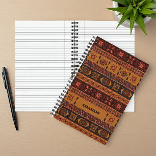 Moderne Terracotta Ethnisches Tribal Ziermuster Notizbuch