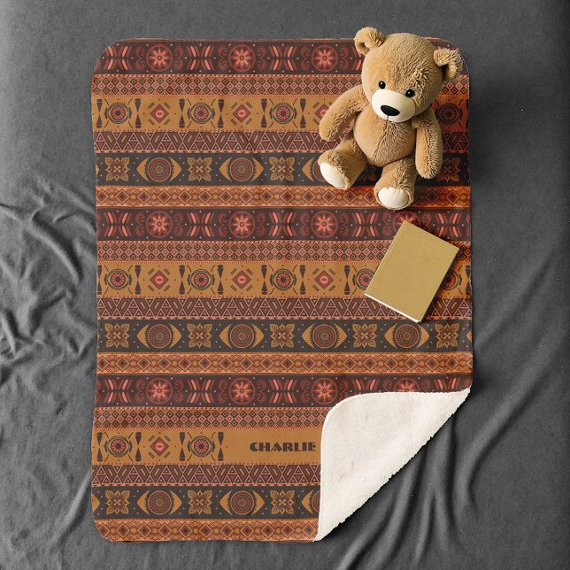 Moderne Terracotta Ethnisches Tribal Ziermuster Sherpadecke (Von Creator hochgeladen)