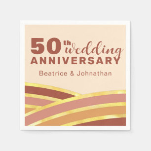 Moderne Terracotta & Gold 50. Hochzeitstag Serviette