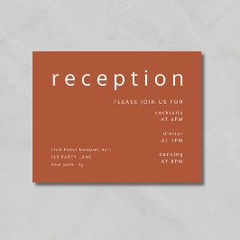 Moderne Terracotta Hochzeitsempfehlung Begleitkarte
