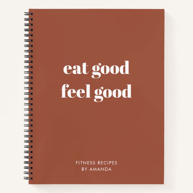 Moderne Terracotta Journal Healthy Fitness Rezepte Notizbuch (Vorderseite)
