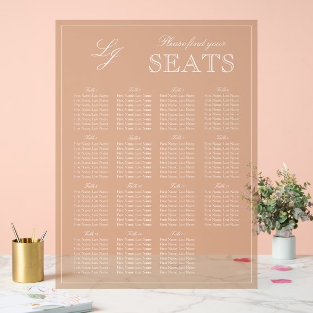 Moderne Terracotta Monogram Script Hochzeitsstube Acrylschild (Hochzeit)