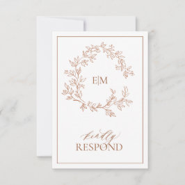 Moderne Terracotta Monogram Wedding RSVP Card