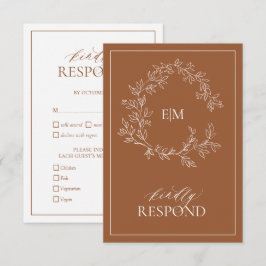 Moderne Terracotta Monogram Wedding RSVP Card Karte