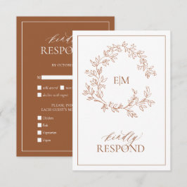Moderne Terracotta Monogram Wedding RSVP Card Karte