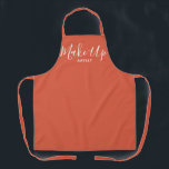 Moderne Terracotta Orange Script macht Künstler Schürze<br><div class="desc">Zeigen Sie Ihren Stil mit diesem modernen Terracotta Orange Script Make Up Artist Schürze. Dieses minimalistische Design hat modische, handgeschriebene Skripttexte "Make up" auf der Vorderseite der anpassbaren orangefarbenen Schürze. Das Wort "Künstler" ist in einfachen weißen Buchstaben. Klicken Sie auf Vorlage personalisieren und folgen Sie der Aufforderung, um Wörter oder...</div>