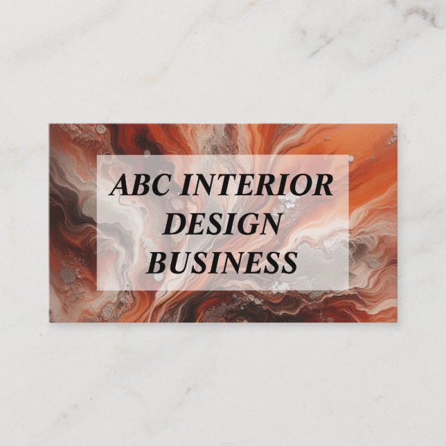 Moderne Terracotta-orange-silberne Marmortypografi Visitenkarte (Vorderseite)