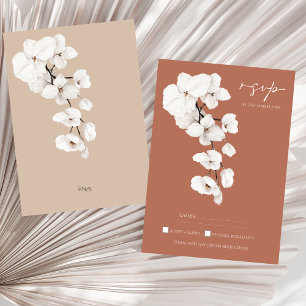 Moderne Terracotta Orchid Wedding RSVP Card Karte