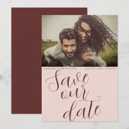 Moderne Terracotta Rette unser Datum Hochzeit Save The Date
