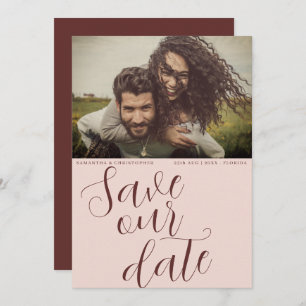 Moderne Terracotta Rette unser Datum Hochzeit Save The Date