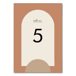 Moderne Terracotta Sand Boho Arch Geometric Weddin Tischnummer