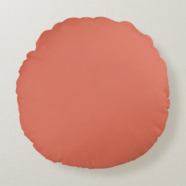 Moderne Terracotta Schlichte Solid Color Rundes Kissen (Vorderseite)