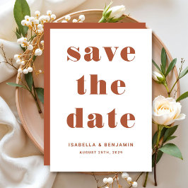 Moderne Terracotta-Typografie Hochzeit Save The Date