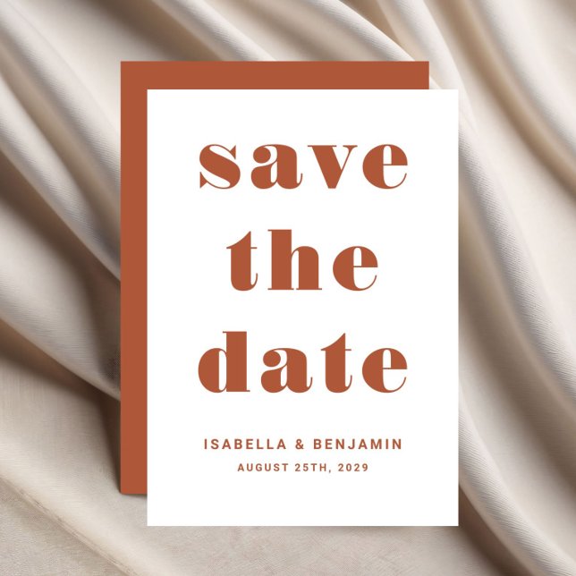 Moderne Terracotta-Typografie Hochzeit Save The Date (Modern Terracotta Typography Wedding Save The Date)