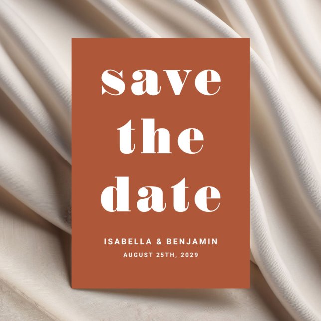 Moderne Terracotta-Typografie Hochzeit Save The Date (Modern Terracotta Typography Wedding Save The Date)