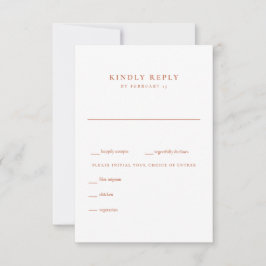 Moderne Terracotta und White Wedding RSVP Karte