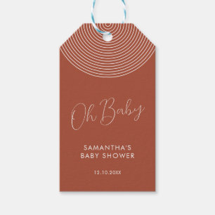 Moderne Terrakotta-Baby-Shower-Chic-Schrift Geschenkanhänger