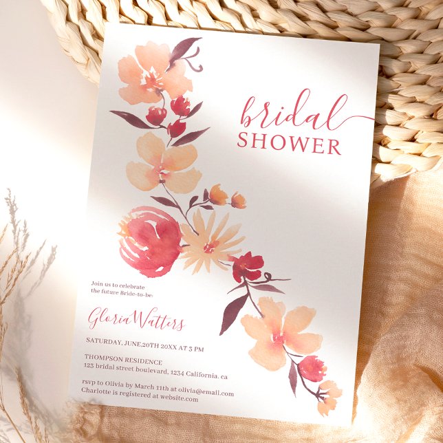 Moderne Terrakotta-beige Blume fallen Brautparty Einladung (Von Creator hochgeladen)