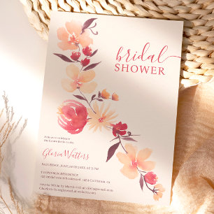 Moderne Terrakotta-beige Blume fallen Brautparty Einladung