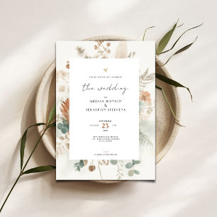 Moderne Terrakotta-Blumen Hochzeitseinladung Einladung