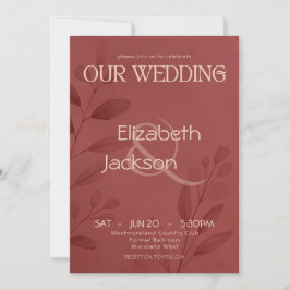 Moderne Terrakotta-Botanical-Typografie-Hochzeit Einladung
