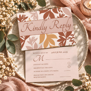 Moderne Terrakotta-Botanik-Hochzeit RSVP Karte