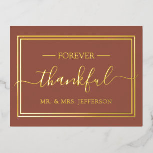 Moderne Terrakotta Hochzeit Mr. & Mrs. Danke Folie Einladungspostkarte