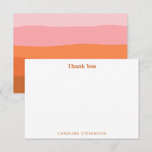 Moderne Terrakotta-Kunst in Pink-Orange mit Streif Dankeskarte