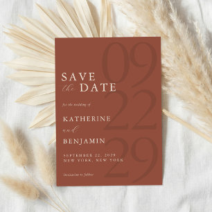 Moderne Terrakotta-Minimalist-Hochzeit Save The Date