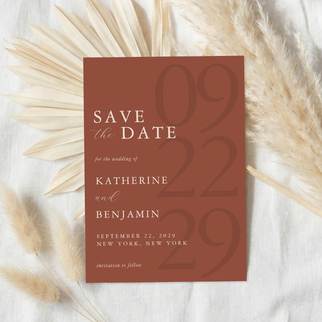 Moderne Terrakotta-Minimalist-Hochzeit Save The Date (Von Creator hochgeladen)