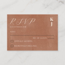 Moderne Terrakotta-Minimalist-Hochzeits-RSVP-Antwo