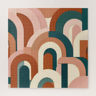 Moderne Terrakotta-Rosa Türkis Geometrischer Bogen