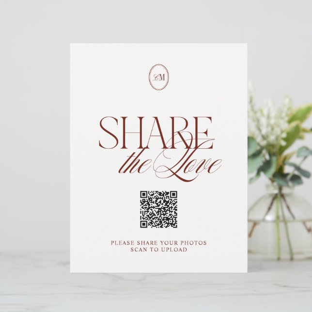 Moderne Terrakotta-Share-the-Love-QR-Code-Schilder (Stehend Vorderseite)