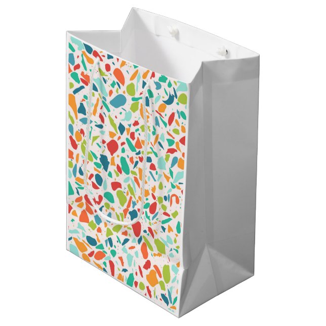 Moderne Terrazzo Architektur Designer Farbenfroh Mittlere Geschenktüte (Vorderseite Schrägansicht)