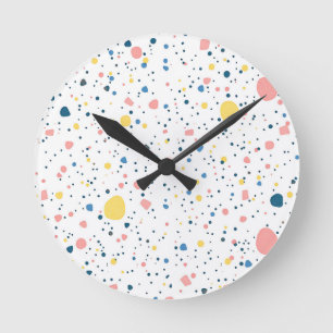 Moderne Terrazzo-Confetti-Punkte-Pastell Runde Wanduhr