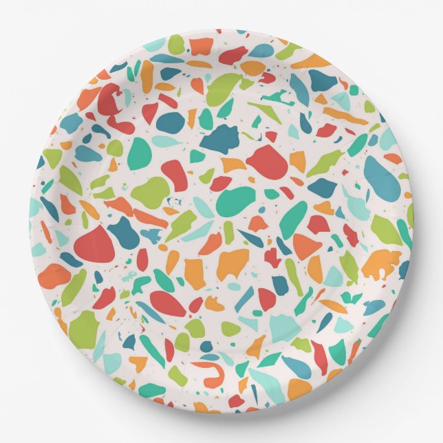 Moderne Terrazzo Farbenfrohe Architektur Designer Pappteller (Vorderseite)