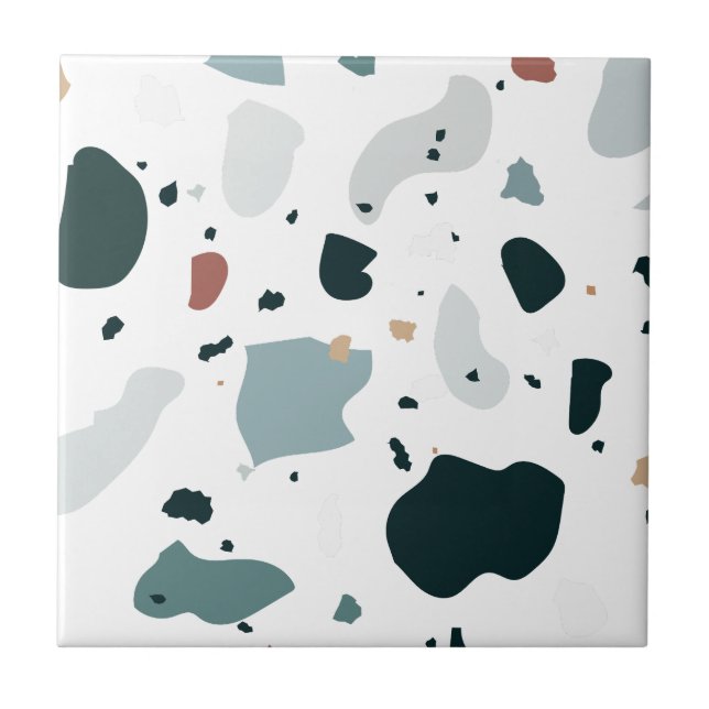 Moderne Terrazzo-Muster – Abstrakte Mittelmeer-Opt Fliese (Vorderseite)