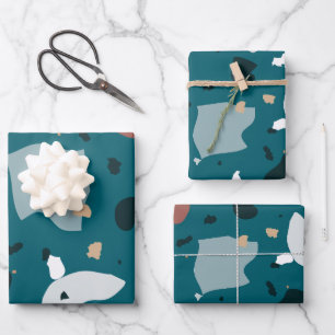 Moderne Terrazzo-Muster – Abstrakte Mittelmeer-Opt Geschenkpapier Set