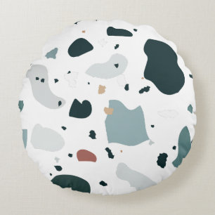 Moderne Terrazzo-Muster – Abstrakte Mittelmeer-Opt Rundes Kissen