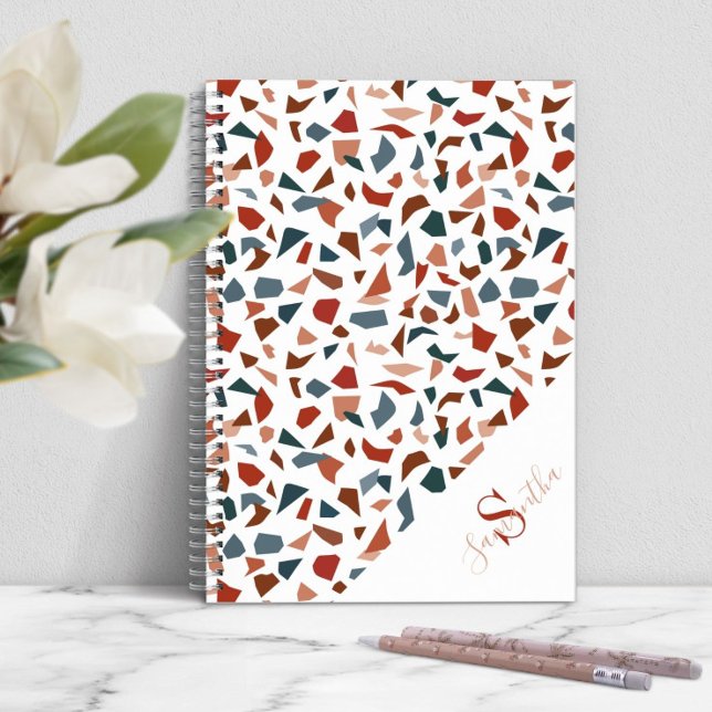 Moderne Terrazzo-Muster-Monogramm  Notizblock (Modern Terrazzo Pattern Monogram Notebook)