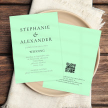 Moderne Text Mint QR Code Hochzeit