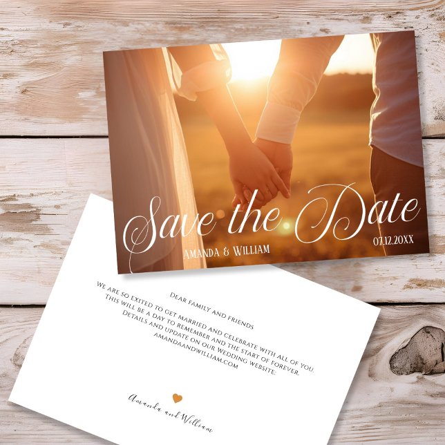 Moderne Text- und Foto-Hochzeit Save The Date (Modern Text and Photo Wedding Save The Date)