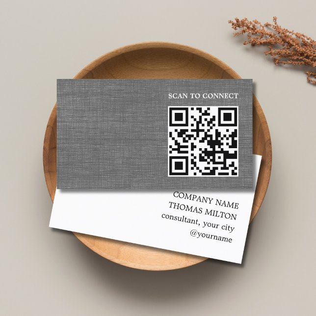 Moderne Textur Grau Schwarz QR-Code Bold Visitenkarte (Von Creator hochgeladen)