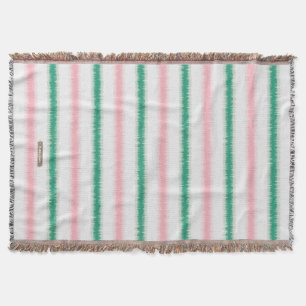 Moderne texturierte rosa grüne Ikat-Streifen Muste Decke