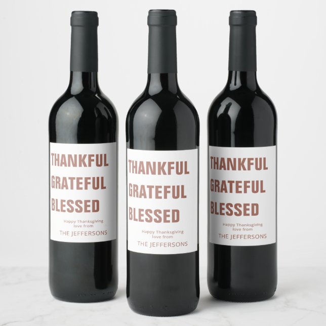 Moderne | Thanksgiving Wine Étiquette (Bouteilles)