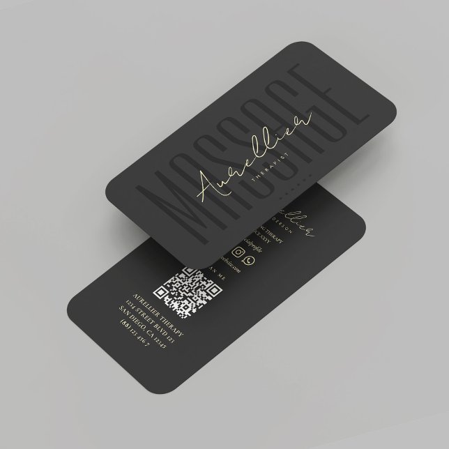 Moderne Therapie Massage Physiotherapeut Schwarz Visitenkarte (Modern Therapy Massage Physiotherapist Black Gold Business Card
)