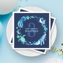 Moderne Tiere im Nautischen Ozean in blauer Wasser Serviette