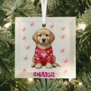 Moderne Tierfotos Personalisiert Whimsical Hundeli Ornament Aus Glas